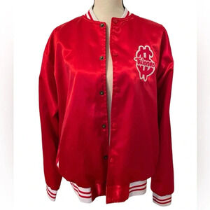 Tulones Men’s Red White Trim Bomber Jacket Retro Large Snaps Cuffs Hem and Wrist